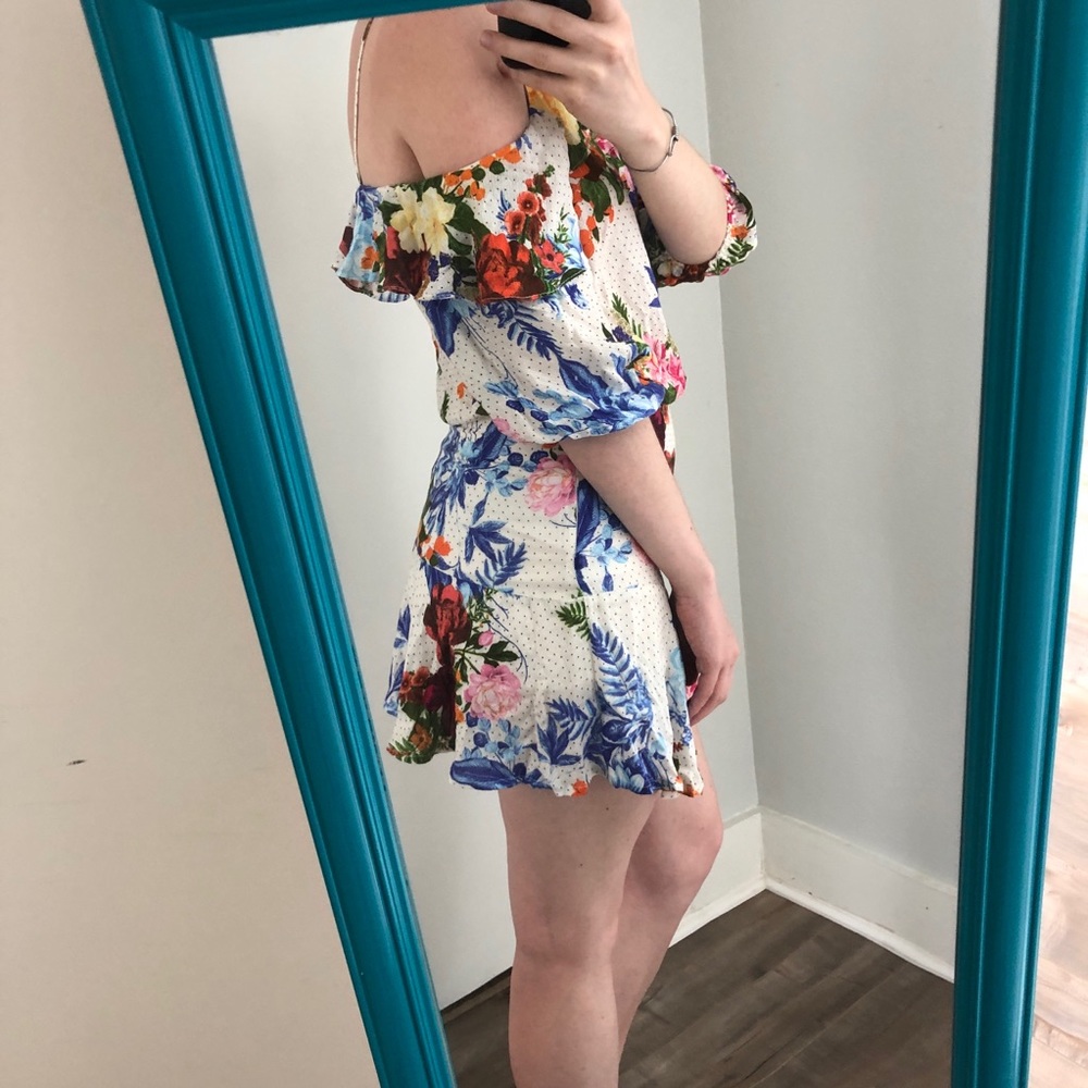 Farm Rio floral printed ruffle mini dress